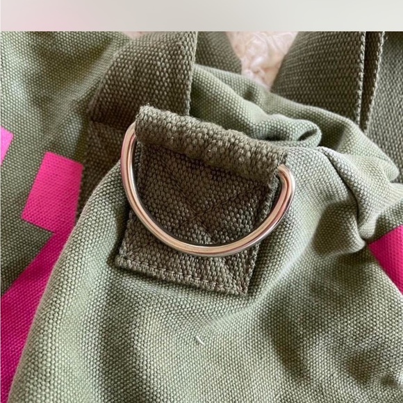 PINK Victoria's Secret Olive Green Travel Bag with Pink Lettering - Picture 8 of 8